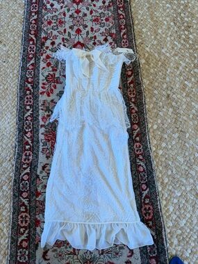 Alessandra Rich White Lace Bow-Front Midi Dress